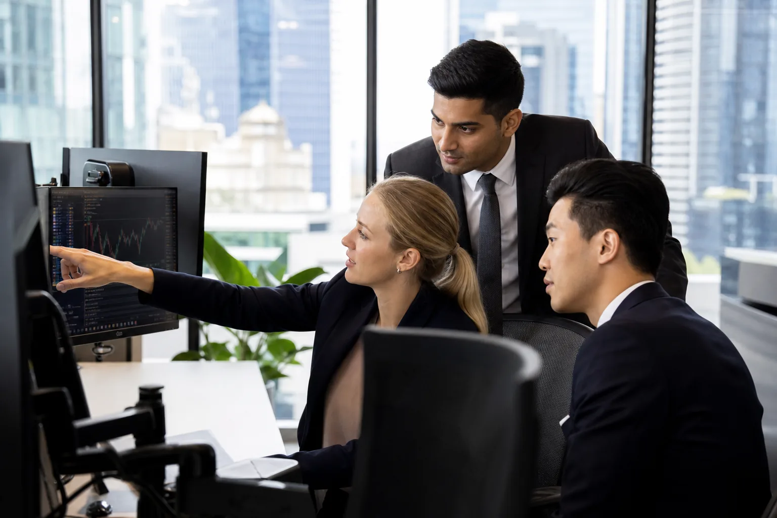 Australian finance professionals in a modern corporate office