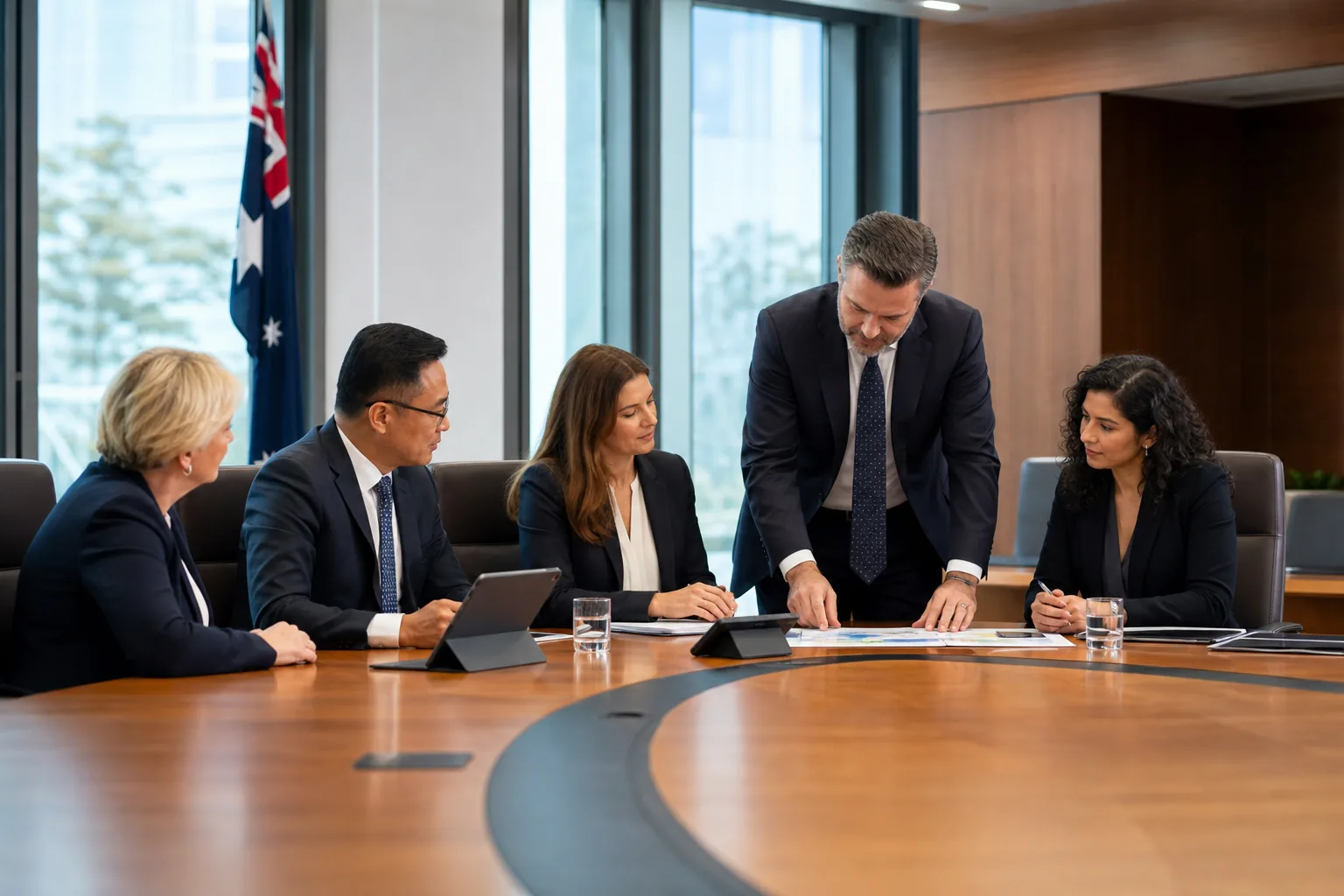 Australian government officials in a formal meeting